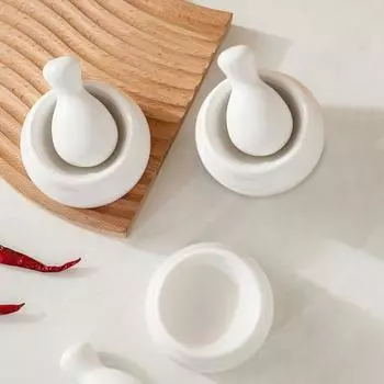 Керамическая ступка и пестик Yousheng для измельчения специй, трав и многого другого, кухонный декор, прочная мельница для трав, измельчитель таблеток белый