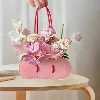 Керамическая сумка в форме вазы, кошелек, сумка, цветок, бохо, крошечный контейнер, скандинавский стиль розовый