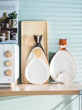 Керамическая супер милая детская тарелка креативная мультяшная тарелка с ручкой для обеда керамическая посуда