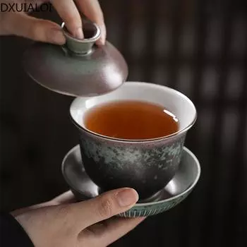 Керамическая супница Sancai Kung Fu Creative Tea A Crane Queen s Cup Tea Bowl Gaiwan Керамический супник Набор для чая из толстого фарфора