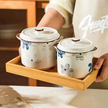 Керамическая суповая миска в ретро-японском стиле Главная Вкусные блюда Маленькая миска для яиц Изысканная и уникальная столовая посуда Большие суповые миски