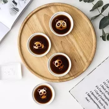 Керамическая тарелка для дегустации «Панда» из белого фарфора, круглая, маленькая, мини-тарелка для соевого соуса, приправа, блюдце, столовая посуда, бытовые кухонные принадлежности