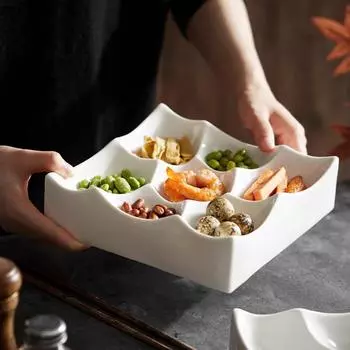 Керамическая тарелка для пасты и стейка, квадратная однотонная посуда, разделенные тарелки, ресторанные тарелки для сашими, суши, закусок, выпечки, десертов