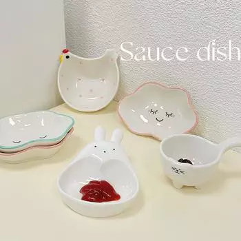 Керамическая тарелка для соуса с милыми облаками, горячая кастрюля, посуда для приправ, салатница, посуда, кухонная посуда, соевый уксус, десертная тарелка со змеей