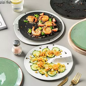 Керамическая тарелка для стейков в западном стиле, обеденные тарелки, поднос для десертов, нестандартная тарелка для суши, блюдо для димсамов, диск для сашими, тарелки для фруктов, миска