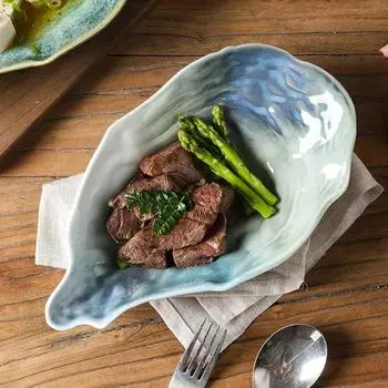 Керамическая тарелка для устриц Kiln, миска для закусок, миска для десерта, миска для специй, фруктовая тарелка, поднос для салата, ретро-посуда, поднос для устричных раковин