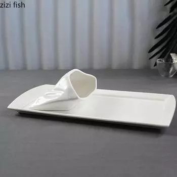 Керамическая тарелка для закусок Creative Pure White Специальная форма Тарелка для картофеля фри Десертные тарелки Тарелки для суши Посуда Обеденная тарелка