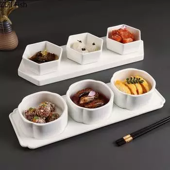 Керамическая тарелка для закусок Послеобеденный чай Белая фарфоровая тарелка для десерта Торт Украшение ресторана Гарнир Домашняя креативная посуда