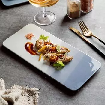 Керамическая тарелка для западной кухни в скандинавском стиле, тарелка для торта, десерта, прямоугольная тарелка для суши, бытовая тарелка