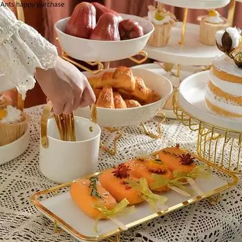 Керамическая тарелка из кованого железа, подставка для торта, десертная тарелка, форма для торта, фруктовые тарелки, декоративная рамка, поднос для закусок, салатница