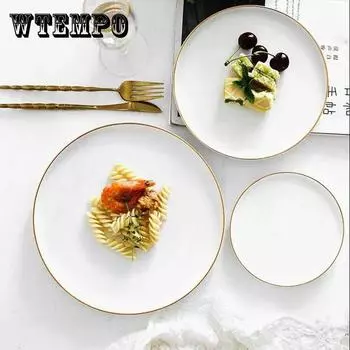 Керамическая тарелка из Пномпеня, тарелка для домашнего блюда, тарелка для торта, тарелка для завтрака, макарон, тарелка для пиццы, чистый цвет 6