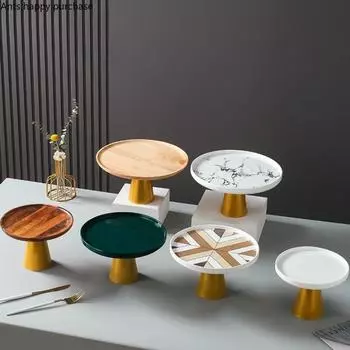 Керамическая тарелка на высоких ножках, подставка для торта, десертный столик, поднос для выпечки, десертная тарелка, тарелки для закусок и послеобеденного чая, поднос для фруктов, подставка для демонстрации