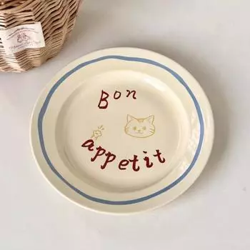 Керамическая тарелка с изображением котенка из мультфильма «Крем», овальная тарелка, салатница, подарок на день рождения, посуда для ресторана, уникальные сервировочные тарелки для суши