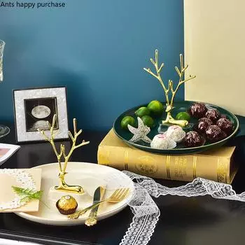 Керамическая тарелка с изображением оленя из сплава Поднос для украшений Декоративный поднос для хранения Ключницы Фруктовая тарелка Конфетницы Подносы для закусок Настольный органайзер