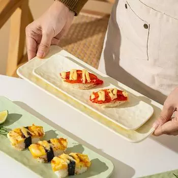 Керамическая тарелка с каменным узором, прямоугольная, термостойкая, суши, кухонный диск, тарелка для еды в ресторане отеля, десертный диск