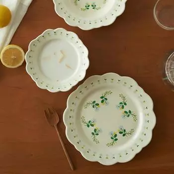 Керамическая тарелка с маленькими цветами в китайском стиле для дома, вечеринки на открытом воздухе, фруктовые десертные тарелки, изысканная тарелка для сэндвичей на завтрак, миска для йогурта