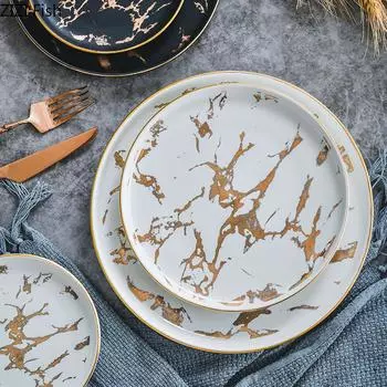 Керамическая тарелка с мраморной текстурой для ужина, риса, салата, лапши, миски, суповые тарелки, наборы столовых приборов, домашняя посуда, кухонный инвентарь для повара