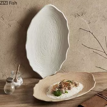 Керамическая тарелка с рисунком в виде дерева в стиле ретро Ресторанная атмосфера Особые блюда Семейный ужин Вечеринка Десертная тарелка для стейка Креативная посуда