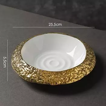 Керамическая тарелка с рисунком в виде скалы, глубокая тарелка для дома, креативная, высококачественная посуда, белая тарелка, суповая