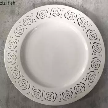 Керамическая тарелка с вырезом в виде розы, тарелки для стейков в стиле вестерн, тарелки для суши, тарелки для супа, фруктовница, салатница, десертница, миски для лапши