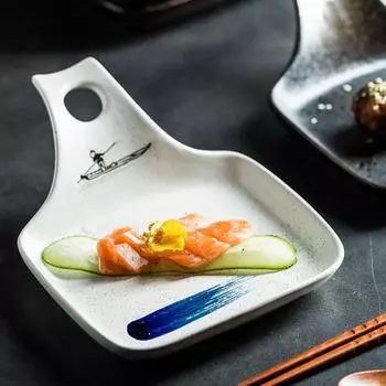 Керамическая тарелка в японском стиле с ручкой для запеченного риса с сыром, форма для выпечки в духовке, десерт в западном ресторане