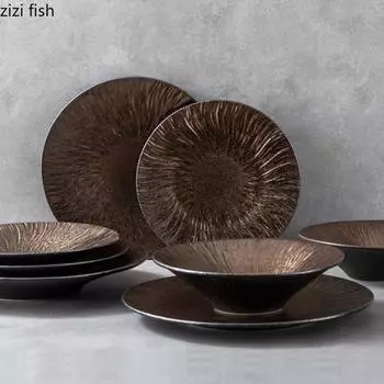 Керамическая тарелка в западном стиле Тарелки для стейков Суповые тарелки Суши Тарелка для лапши Фруктовая тарелка Салатница Десертницы Поднос для закусок