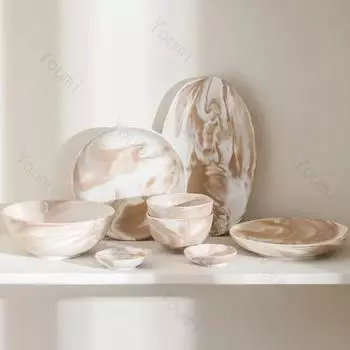 Керамическая тарелка во французском стиле, легкая, роскошная, для ресторана, салата, десерта, изысканные блюда, глубокая тарелка, высококачественная бытовая посуда