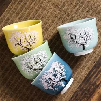 Керамическая термообесцвеченная чашка для чая с цветением вишни, ручная роспись, кружка для воды, меняющая цвет дерева, офисная чайная чашка, посуда для напитков кунг-фу