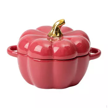 Керамическая тыквенная миска для супа, кастрюля для приготовления пищи с ручкой, крышка для кухни белый