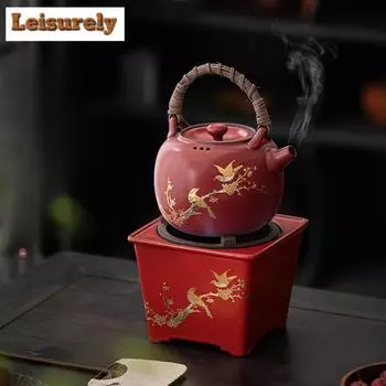 Керамическая угольная печь Hawthorn Red Coarse, шариковый угольный уголок для приготовления чая, внутренняя подкладка, маленькая плита, набор для подъема, горшок, чайник для заваривания