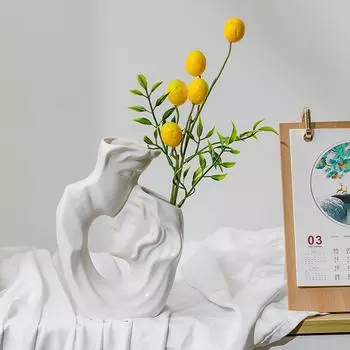 Керамическая ваза Абстрактная фигура Влюбленные Скульптура Цветочная композиция Аксессуары Цветочная ваза Террариум Домашнее украшение