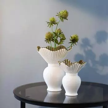 Керамическая ваза Абстрактное золото Открытая цветочная композиция Аксессуары Ваза для цветов Керамический террариум ручной работы Украшение для дома