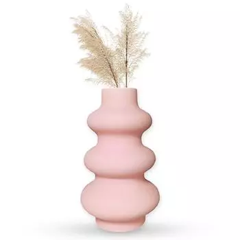 Керамическая ваза «Baby Pink Triple Ring» 8 дюймов — набор из 1 шт. | Декоративная ваза с тройным кольцом для сухоцветов и пампасной травы | Вазы для домашнего декора Последние