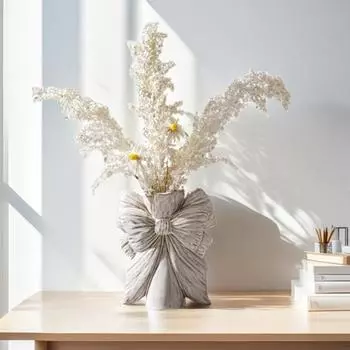 Керамическая ваза-бантик, белая гидропонная ваза ручной работы, художественная цветочная композиция, ваза для сухоцветов, домашний офисный стол, приставной столик белый