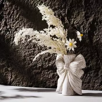 Керамическая ваза-бантик Yousheng, белая ваза ручной работы на гидропонике, художественная цветочная композиция, ваза для сухоцветов, домашний офисный стол, приставной столик белый