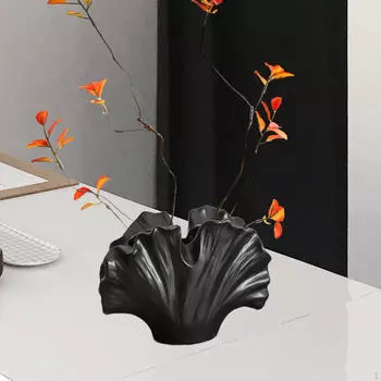 Керамическая ваза для цветов, цветочная композиция, сухие цветы, подарочный цветочный горшок, лист гинкго для книжной полки чёрный