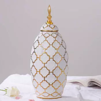 Керамическая ваза для цветов, настольное украшение, современная банка для хранения чая, полка для гостиной M