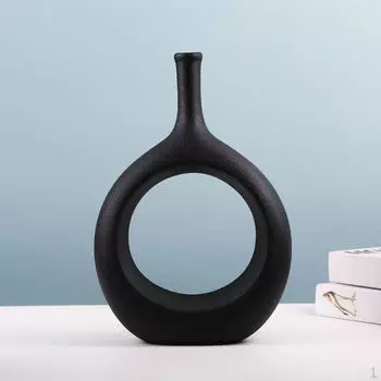 Керамическая ваза для цветов, настольные центральные вазы, контейнер в минималистском стиле для журнального столика black short