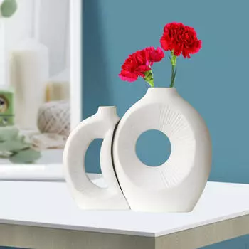 Керамическая ваза для цветов, полая, эстетичная, в скандинавском стиле, современный горшок для растений, минималистский белый