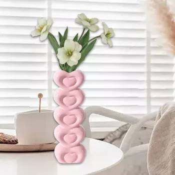 Керамическая ваза для цветов в форме сердца, универсальное украшение стола для кухни, офиса, общежития, квартиры Black 7x4.5x21cm