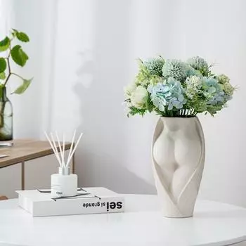 Керамическая ваза для цветов, вазы для тела человека, украшения для ягодиц, имитация розы, скульптура, искусство, настольное украшение для дома