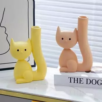 Керамическая ваза для котят, кошек, абстрактные художественные вазы для травы, сухоцветов, скандинавской жизни, новой комнаты, домашнего декора, аксессуаров