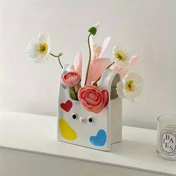 Керамическая ваза для сумочки, маленькая ваза для цветов, уникальная декоративная ваза в стиле вазы белый