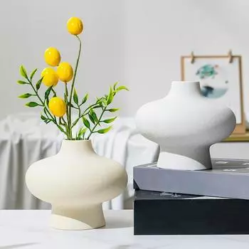 Керамическая ваза Гидропонная ваза Цветочная композиция Домашний декор Настольные украшения белый