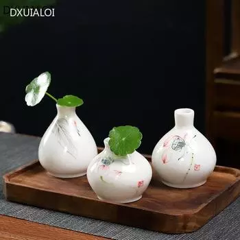 Керамическая ваза Маленькая ваза, нарисованная вручную Гидропонный горшок Аксессуары для украшения дома 1 набор цветочных горшков