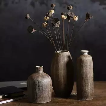 Керамическая ваза маленькая ваза винтажные композиции из сухих цветов декоративные украшения гостиная грубая китайская керамика горшок гидропоника