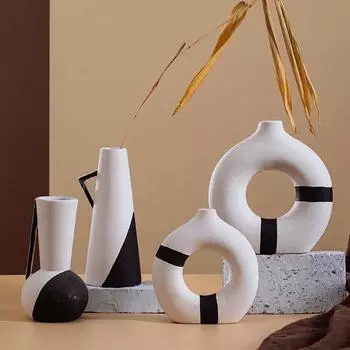 Керамическая ваза Полые вазы для цветов с геометрическими кругами Аксессуары для цветочных композиций Террариум Украшения для дома Аксессуары