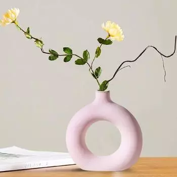 Керамическая ваза ручной работы в форме пончика | для уникального домашнего декора