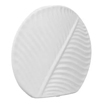 Керамическая ваза с узором из листьев в скандинавском стиле, плоская фарфоровая ваза с листьями для гостиной, подставки под телевизор, офиса