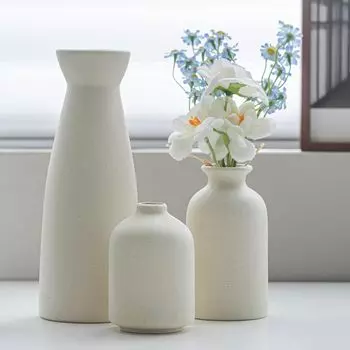 Керамическая ваза Set-3 Small Flower Vases for Decor, Modern Boho Farmhouse Home Decor, Декоративная ваза для пампасной травы и сухоцветов, чёрный